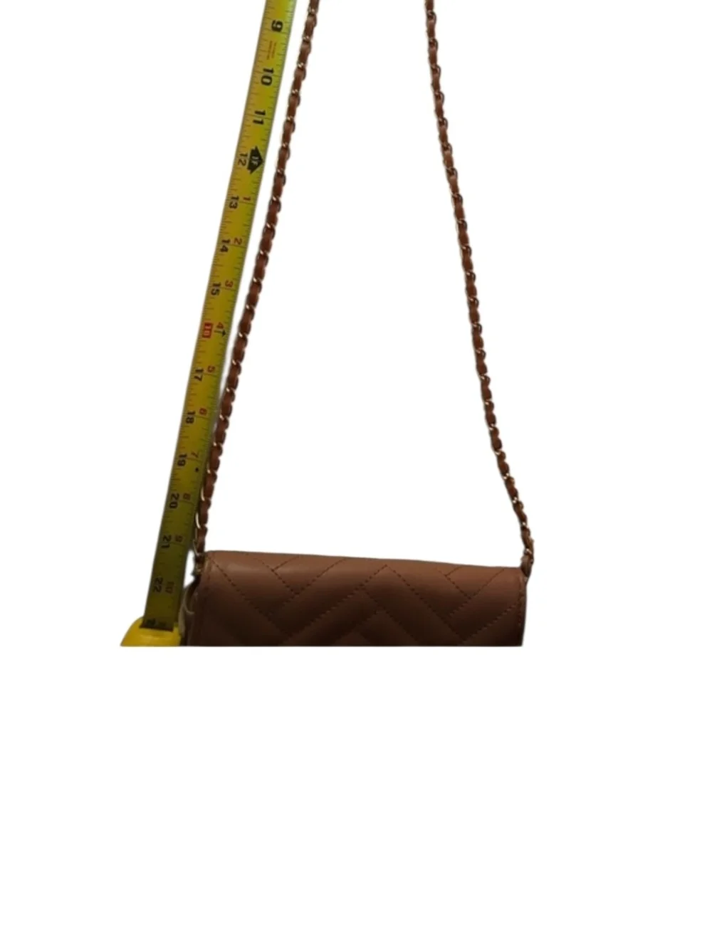 Bebe Sophia Quilted Chevron Flap Wallet Crossbody Bag Taupe Gold Chain New